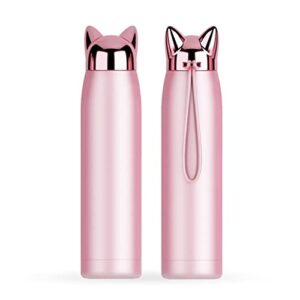 mmllzel 320ml 11oz double wall hot water thermos bottle stainless steel vacuum flasks cute cats ear thermal coffee tea milk travel mug (color : d)