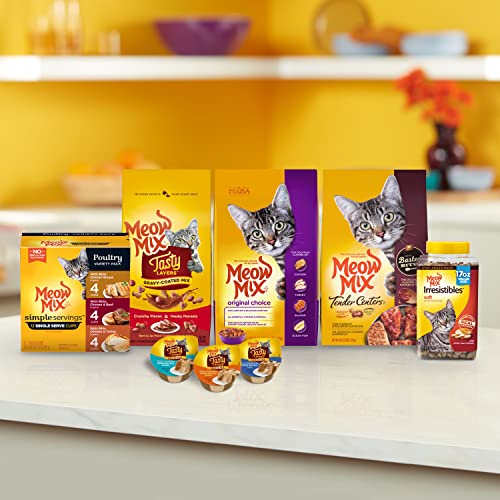 Meow Mix Tasty Layers Swirled Paté Cat Food, Tuna & Whitefish Recipe in Sauce Stuffed With Real Tuna, 2.75 oz. Cup, 12ct