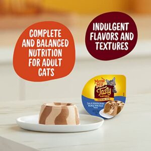 Meow Mix Tasty Layers Swirled Paté Cat Food, Tuna & Whitefish Recipe in Sauce Stuffed With Real Tuna, 2.75 oz. Cup, 12ct