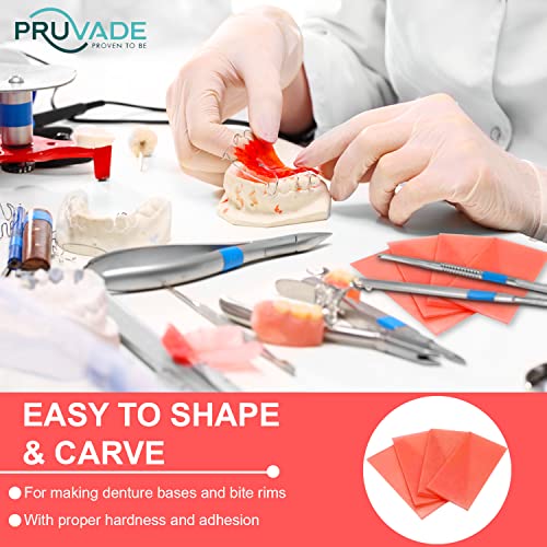 Pruvade Base Plate Wax | 20 Pack | Red Utility Bite Wax, Baseplate Wax - All Season Denture Casting Wax Sheets, Orthodontic Dental Wax, for Modelling | Filling | Lab Equipment - 1 Lb (20 Sheets)