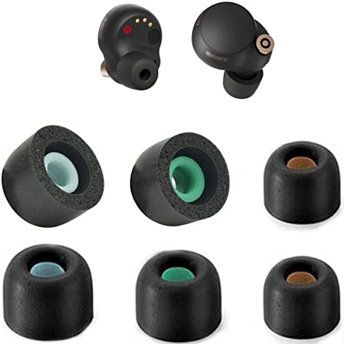 BLLQ Memory Foam Ear Tip Eartips Compatible with Sony Earphones WF 1000XM4 Earbuds, Replacement Foam Tips for 1000XM3 / WF-C500 / LinkBuds S, Fit in Charge Case, Foam LMS 3 Pairs, xm4f3b Black