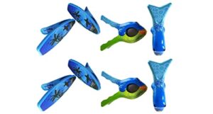 4 set (8ct) 2x blue surfboard / 2x bubble fish beach towel clips jumbo size for beach chair, cruise beach patio, pool accessories for chairs, household clip, baby stroller