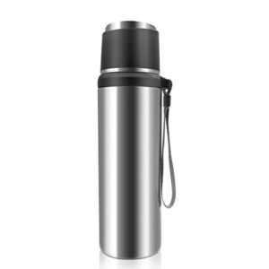 mmllzel stainless steel thermos portable vacuum flask insulation pot hot water bottle with rope outdoor tea cup (color : d, size : 500ml)