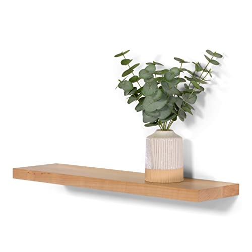 DAKODA LOVE | Solid Maple Wood Floating Shelf | Premium Craftsman Quality (30" L x 8" D x 1.38" H)