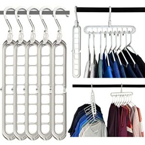 space saving hanger [5 all white] closet organizers & storage, campers & rvs, college dorm room essentials, apartment, multifunctional closet organizer, cascading & collapsible hanger for 45 pieces