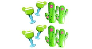 4 set (8 ct) 2x cactus / 2x lemon green cup beach towel clips jumbo size for beach chair, cruise beach patio, pool accessories for chairs, household clip, baby stroller