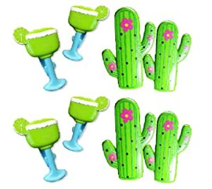 4 Set (8 Ct) 2X Cactus / 2X Lemon Green Cup Beach Towel Clips Jumbo Size for Beach Chair, Cruise Beach Patio, Pool Accessories for Chairs, Household Clip, Baby Stroller