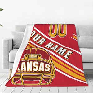yieking custom gifts for men football city blanket for bed add name and number throw blankets, 40" x 50", 50" x 60", 60" x 80"