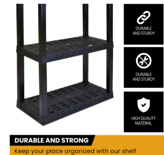 4-Shelf Adjustable, Heavy Duty Storage Shelving Unit (150 lbs Loading Capacity per Shelf), Organizer Rack, Black 56" H x 14" D x 30" W