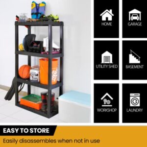 4-Shelf Adjustable, Heavy Duty Storage Shelving Unit (150 lbs Loading Capacity per Shelf), Organizer Rack, Black 56" H x 14" D x 30" W