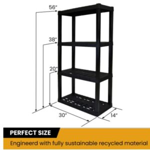 4-Shelf Adjustable, Heavy Duty Storage Shelving Unit (150 lbs Loading Capacity per Shelf), Organizer Rack, Black 56" H x 14" D x 30" W