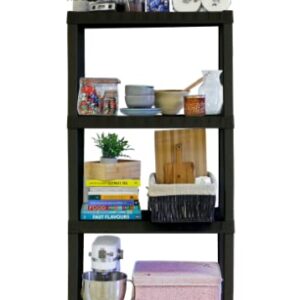 4-Shelf Adjustable, Heavy Duty Storage Shelving Unit (150 lbs Loading Capacity per Shelf), Organizer Rack, Black 56" H x 14" D x 30" W