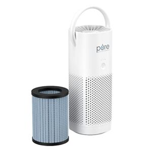 pure enrichment purezone mini portable air purifier and filter bundle - true hepa filter cleans air, helps alleviate allergies, eliminates smoke & more — ideal for traveling, home, and office use