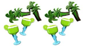 4 set (8 ct) 2x coconut / 2x lemon green cup beach towel clips jumbo size for beach chair, cruise beach patio, pool accessories for chairs, household clip, baby stroller