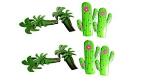 4 set (8 ct) 2x cactus / 2x coconut beach towel clips jumbo size for beach chair, cruise beach patio, pool accessories for chairs, household clip, baby stroller