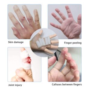 Gel Finger Protectors Finger Caps Silicone Fingertips Protection - Finger Cots Great for Hands Cracking, Eczema Skin,Finger Cracking and Other Finger Pain Relief (20pcs) (Apricot)