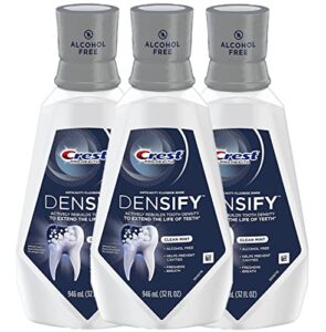 crest pro health densify fluoride mouthwash, alcohol free, cavity prevention, strengthens tooth enamel, clean mint 32 fl oz (pack of 3)