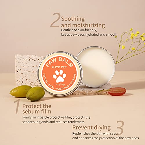 GJYC PET 1 oz (30g) Natural Dog Paw Balm,Paw Pad Snout Soother Moisturizer, Repairs Cracks, Organic Lickable Pets Nose Elbow Cream Wax Butter Feet Heat Protection Balm for Dogs Cats Puppy