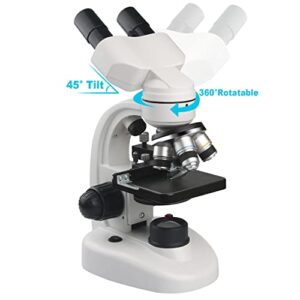 Compound Binocular Microscope,WF10x and WF25x Eyepieces,40X-1000X Magnification, LED Illumination Two-Layer Mechanical Stage,Microscope for Adults Kids 8-12 Teenagers