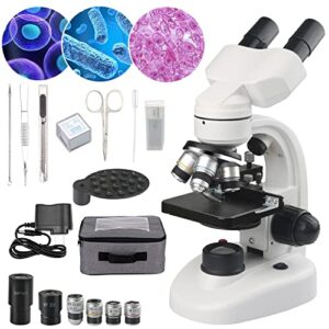 Compound Binocular Microscope,WF10x and WF25x Eyepieces,40X-1000X Magnification, LED Illumination Two-Layer Mechanical Stage,Microscope for Adults Kids 8-12 Teenagers