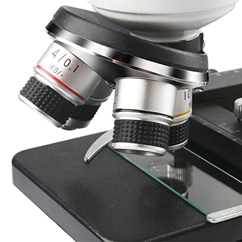 Compound Binocular Microscope,WF10x and WF25x Eyepieces,40X-1000X Magnification, LED Illumination Two-Layer Mechanical Stage,Microscope for Adults Kids 8-12 Teenagers