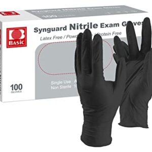 Amozife Disposable Nitrile Exam Gloves, 100 Pack X-Large Latex Free Non Sterile Black Glove for Medical, Cooking, Food Prep, Cleaning