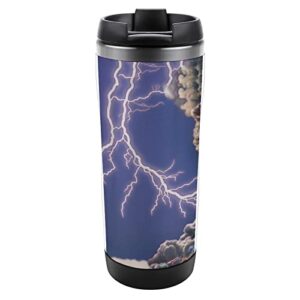 thunderbolt cat travel coffee mugs with lid insulated cups stainless steel double wall water bottle