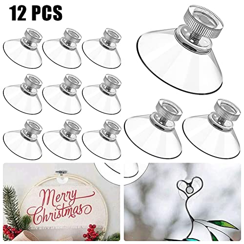 12pcs 53mm Glass Sucker Wall Hanger Pads Clear Screw Hooks Suction Cup Holder Transparent and Strong PVC Sucker Hook, Waterproof Storage and Fixation of Foot Pad