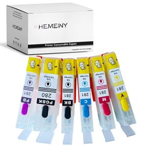 hemeiny pgi-280xxl cli-281xxl empty refillable ink cartridges compatible with canon pixma ts9120 ts8320 ts8220 ts8120 ts8322 ts8222 ts9100 ts8100 ts8200 ts8300 printer (pgbk bk c m y pb)