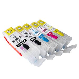 HEMEINY PGI-280XXL CLI-281XXL Empty Refillable Ink Cartridges Compatible with Canon Pixma TR8620 TR8622 TS6220 TR8520 TS9520 TS6120 TR7520 TS9521C TS6320 TS702 Printer