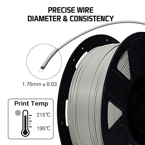 RongTong 3D Printer Filament PLA Plus (PLA+) 1.75mm Grey, PLA + Filament 1kg Spool (2.2lbs) Toughness, 3D Printing Filament PLA Pro, Fit Most FDM Printers, Dimensional Accuracy +/- 0.03mm