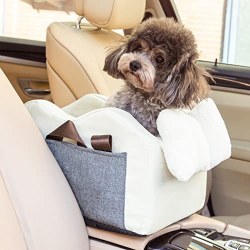 Dog Car Seat for Small Dog Center Console Seat Pet Booster Seat for Car Puppy Car Seat for Small Dogs(Beige)