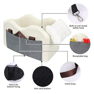 Dog Car Seat for Small Dog Center Console Seat Pet Booster Seat for Car Puppy Car Seat for Small Dogs(Beige)