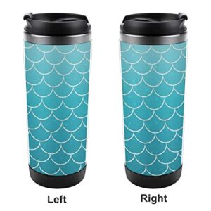 Blue Mermaid Scalsl Travel Coffee Mugs with Lid Insulated Cups Stainless Steel Double Wall Water Bottle