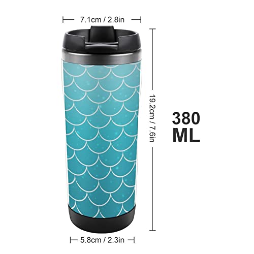 Blue Mermaid Scalsl Travel Coffee Mugs with Lid Insulated Cups Stainless Steel Double Wall Water Bottle