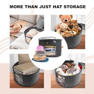 Hat Storage Organizer - 17 x 11 Inches - Hat Box for Travel with Viewing Window and Sturdy Felt - Cowboy Hat Holder and Carrier Hat Case for Sun Hats, Baseball Caps, Fedoras