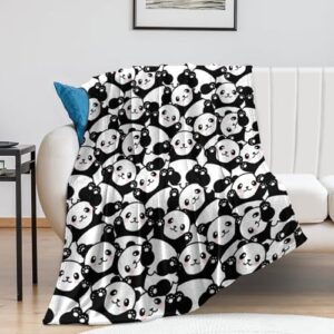 bbkd panda fleece throw blanket for bed 40" x 30", panda lightweight super soft plush flannel throw blanket for women, men and kids