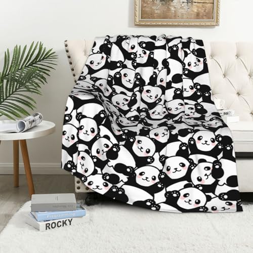 BBKD Panda Fleece Throw Blanket for Bed 40" x 30", Panda Lightweight Super Soft Plush Flannel Throw Blanket for Women, Men and Kids