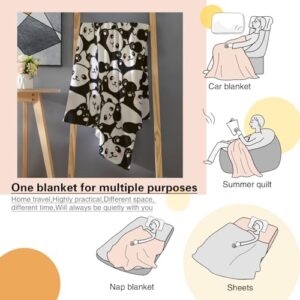 BBKD Panda Fleece Throw Blanket for Bed 40" x 30", Panda Lightweight Super Soft Plush Flannel Throw Blanket for Women, Men and Kids