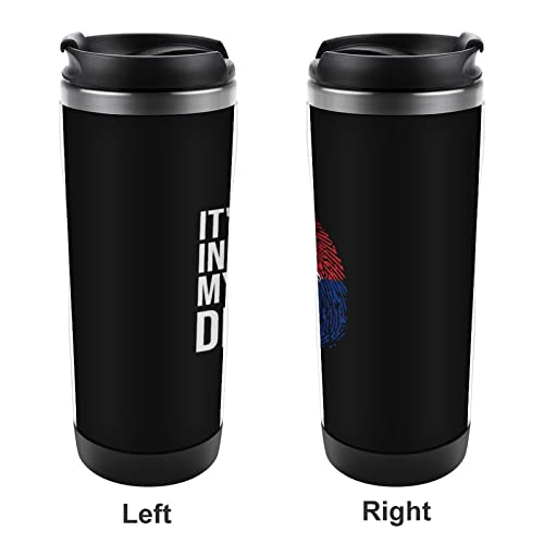 It's in My DNA Dutch Saint Martin Flag Travel Coffee Mugs with Lid Insulated Cups Stainless Steel Double Wall Water Bottle