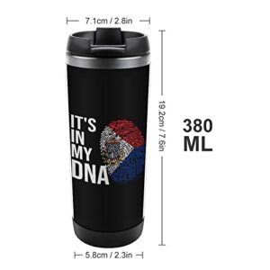 It's in My DNA Dutch Saint Martin Flag Travel Coffee Mugs with Lid Insulated Cups Stainless Steel Double Wall Water Bottle