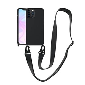 voodirop compatible with iphone 13 pro max case crossbody phone case with strap neck lanyard adjustable shockproof drop protection silicone phone cover for iphone 13 pro max 6.7’’ black