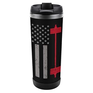 American Power Weight Lifting Travel Coffee Mugs with Lid Insulated Cups Stainless Steel Double Wall Water Bottle