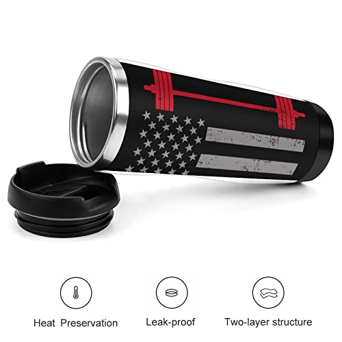 American Power Weight Lifting Travel Coffee Mugs with Lid Insulated Cups Stainless Steel Double Wall Water Bottle
