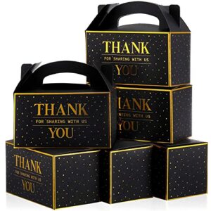 yahenda 60 pcs thank you gable treat boxes black and gold gift box thank you party favor boxes bronzing small goodies gift wrap boxes for birthday wedding graduation party teacher appreciation gifts
