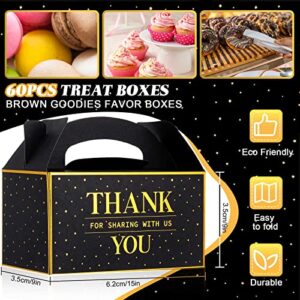 Yahenda 60 Pcs Thank You Gable Treat Boxes Black and Gold Gift Box Thank You Party Favor Boxes Bronzing Small Goodies Gift Wrap Boxes for Birthday Wedding Graduation Party Teacher Appreciation Gifts