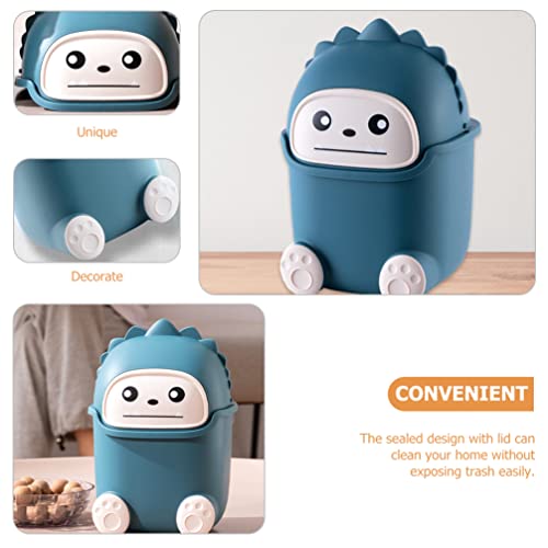 BESTonZON Desk Trash Can Cartoon Monster Tabletop Waste Bin Garbage Can Cute Mini Waste Bins Roll Cover Wastebasket for Office Room Desk Bathroom