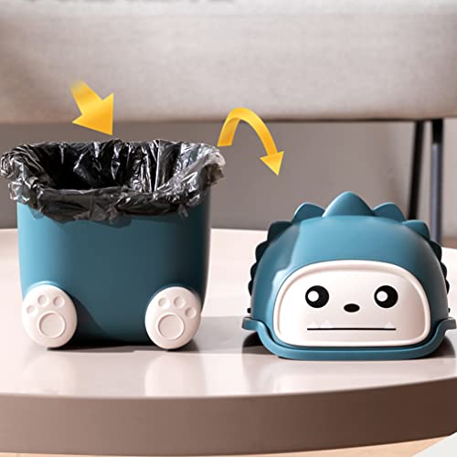 BESTonZON Desk Trash Can Cartoon Monster Tabletop Waste Bin Garbage Can Cute Mini Waste Bins Roll Cover Wastebasket for Office Room Desk Bathroom