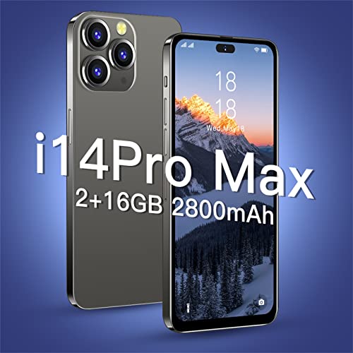 Unlocked Cell Phones, I14pro Android 8.1 Smartphones HD Full Screen Phone, Facial Recognition Unlocked Smart Phone, 2+16GB RAM, Dual SIM Card, 2800mAh Large Battery (Black)