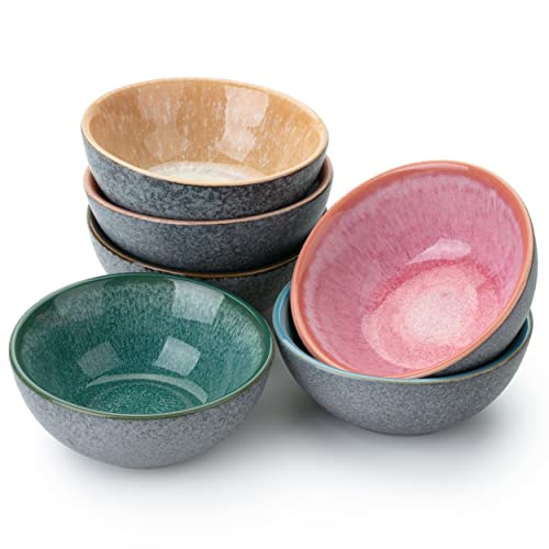 Brew To A Tea BTaT- Ceramic Dipping Bowls, 3.5 Oz, Set of 6, Colorful Small Bowls, Soy Sauce Dish, Dip Bowls, Sauce Bowls, Mini Bowls, Condiment Bowls, Small Bowls for Dipping